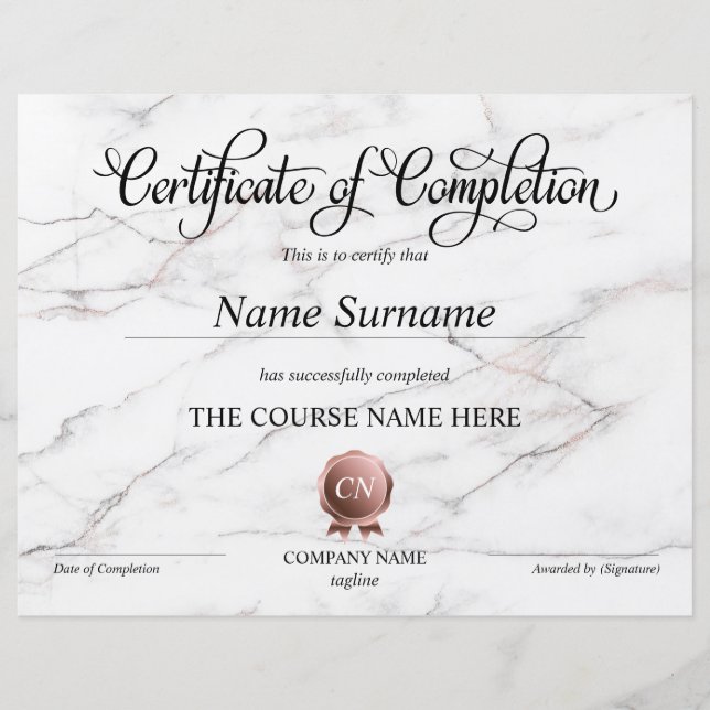 Abschluss des Abschlusszertifikats (Vorderseite)