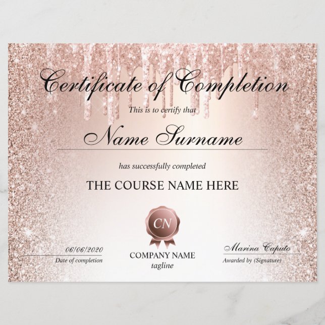 Abschluss des Abschlusszertifikats (Vorderseite)