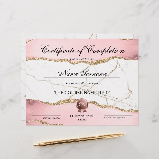 Abschluss des Abschlusszertifikats (Vorderseite/Rückseite Beispiel)