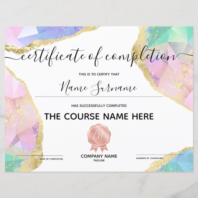 Abschluss des Abschlusszertifikats (Vorderseite)