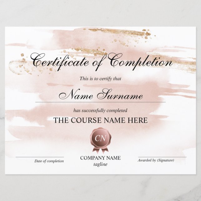 Abschluss des Abschlusszertifikats (Vorderseite)