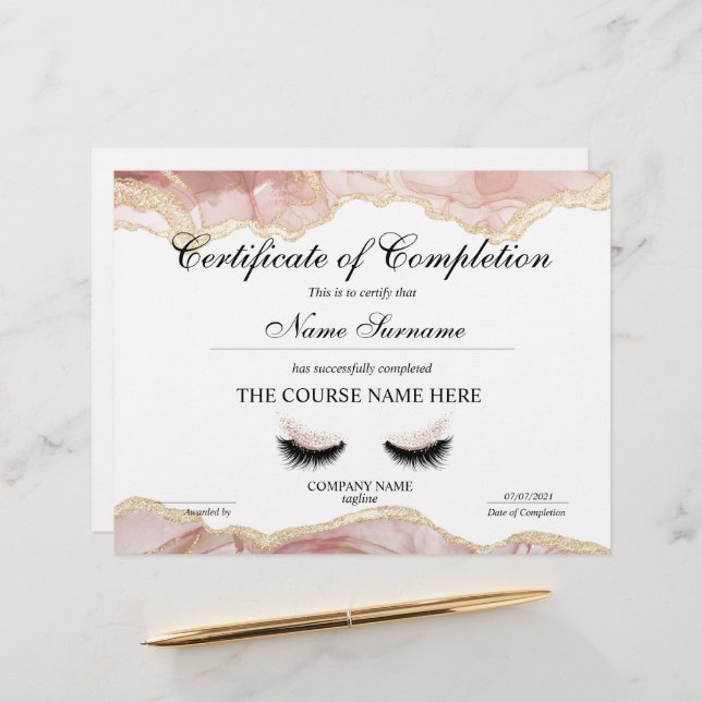 Abschluss des Abschlusszertifikats (Vorderseite/Rückseite Beispiel)