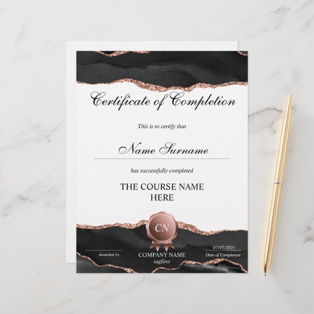 Abschluss des Abschlusszertifikats (Vorderseite/Rückseite Beispiel)