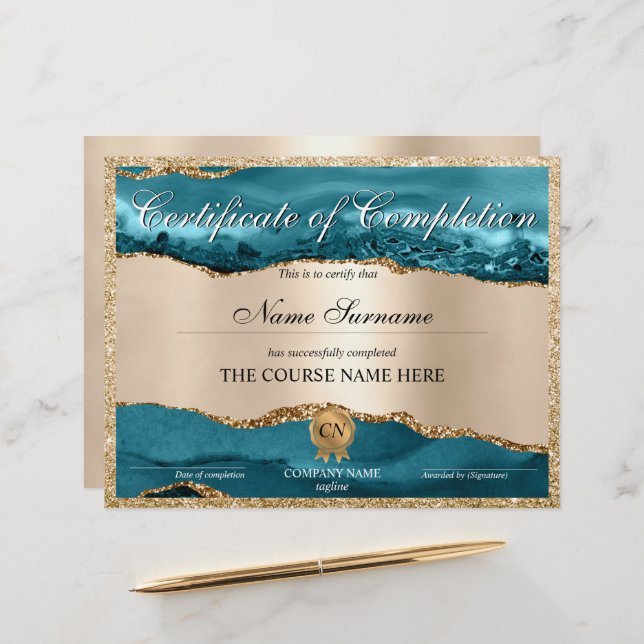 Abschluss des Abschlusszertifikats (Vorderseite/Rückseite Beispiel)