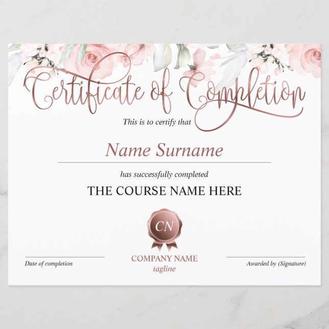 Abschluss des Abschlusszertifikats (Vorderseite)