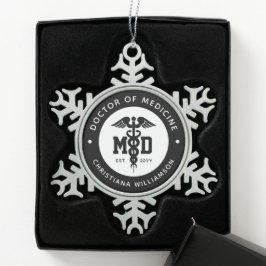 Abschluss des Arztes für Medizin Schneeflocken Zinn-Ornament