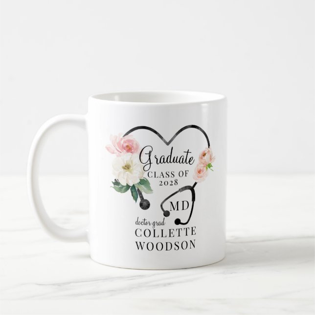 Abschluss des Blumenstethoskop-Doktors Kaffeetasse (Links)