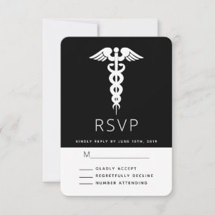 Abschluss des Medical Symbol White Caduceus RSVP Karte