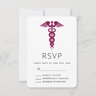 Abschluss des roten Caduceus Medical Symbol RSVP Karte