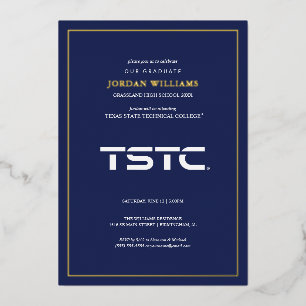 Abschluss des Texas State Technical College Folieneinladung