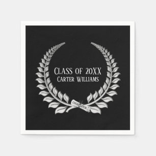 Abschluss Diploma Silver Laurel auf Black Serviette