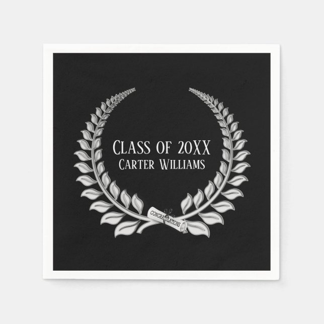 Abschluss Diploma Silver Laurel auf Black Serviette (Vorderseite)