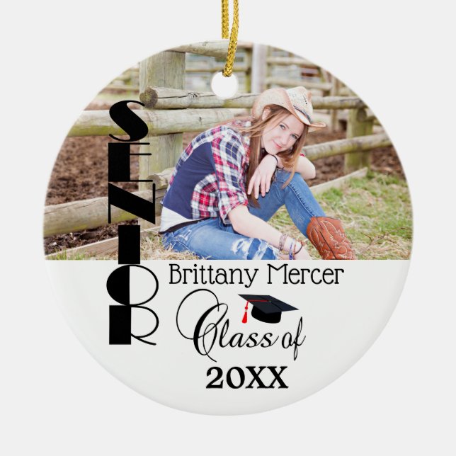 Abschluss DIY Foto Erinnerungen Keramik Ornament (Vorne)