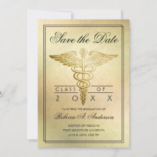 Abschluss Doctor Caduceus Gold Elegant Save The Date