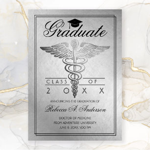 Abschluss Doctor Caduceus Silver Grad Cap Ankündigung