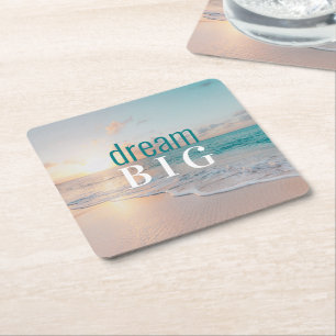 Abschluss Dream Big Beach Foto Positive Lage Rechteckiger Pappuntersetzer