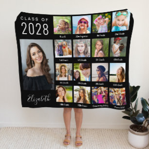Abschluss durch die Jahre 17 Foto Script Black Fleecedecke