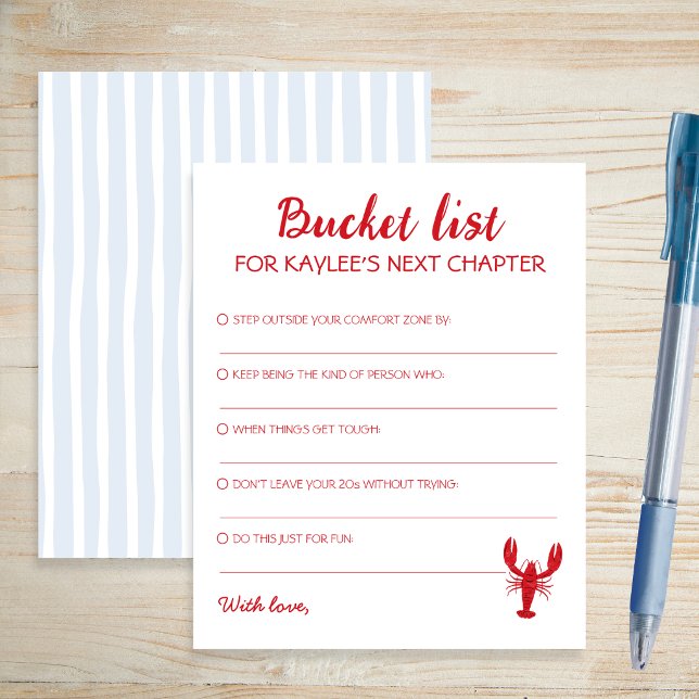 Abschluss-Eimerliste Nächstes Kapitel Crawfish-Abs (Bucket List Next Chapter Crawfish Graduation Card)