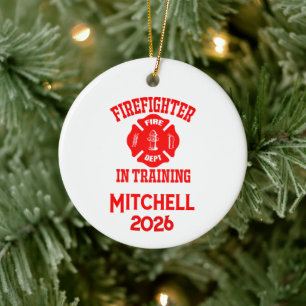 Abschluss eines Feuerwehrmanns in Ausbildung Keramik Ornament
