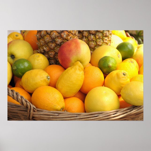 Abschluss eines Korbbildes mit Früchten Poster (Vorne)