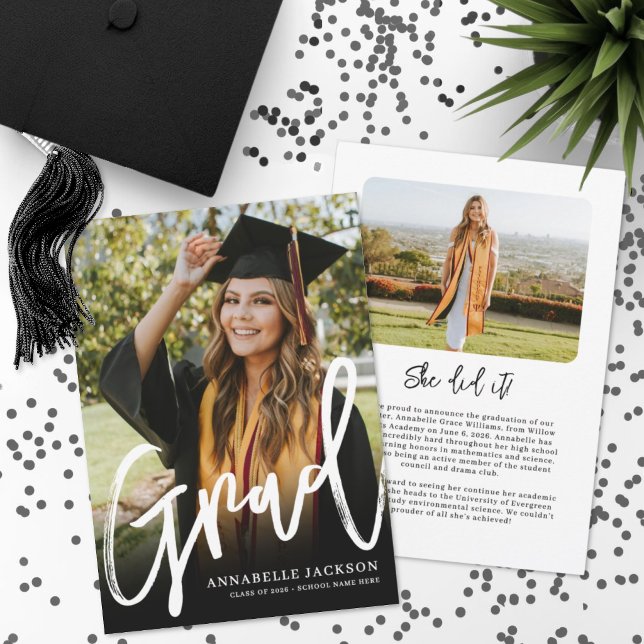 Abschluss Einfache Foto-Abschlussfeier Ankündigung (Graduate Simple Photo Graduation Announcement )