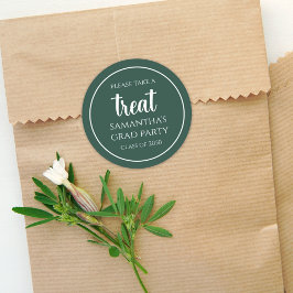 Abschluss Einfache Minimalistische dunkelgrüne Lec Runder Aufkleber