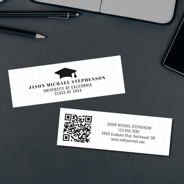Abschluss einfache qr-Codename-Karte Telefonnummerkarte (Graduate name insert card with QR Code)