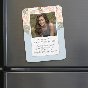 Abschluss Einfaches Foto Blumenblume Rose Blau Magnet