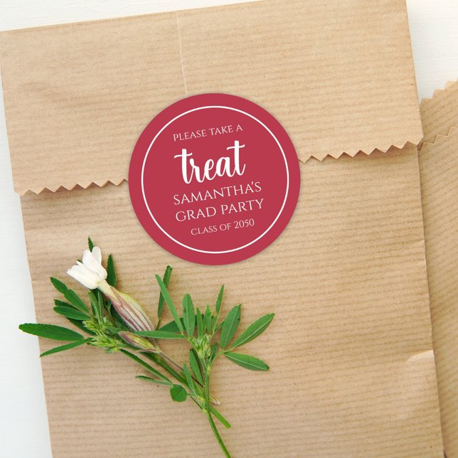 Abschluss Einfaches Minimalistisches Kardinal Rote Runder Aufkleber (Von Creator hochgeladen)