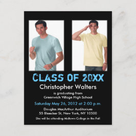 Abschluss Einladung 2 Bilder Schwarz Blau hinzufüg