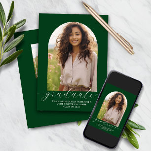 Abschluss Einladung 2 Fotos Arch Green