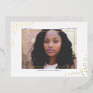 Abschluss-Einladung aus Folie mit Konfetti Folieneinladung