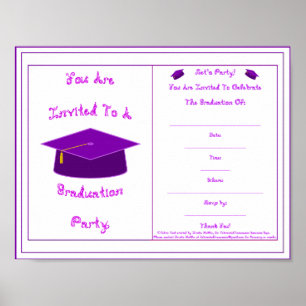 Abschluss Einladung Lila Cap Printable Poster