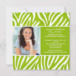 Abschluss Einladung mit Foto Lime Green Zebra