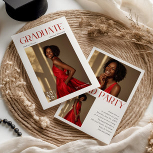 Abschluss-Einladung Red Typography Redaktionell Einladung