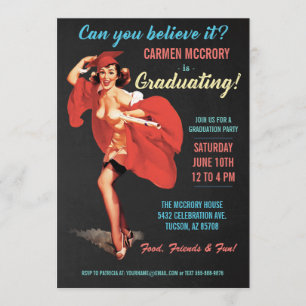 Abschluss-Einladungen   Vintages Button-Oben Einladung