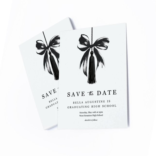 Abschluss Einladungskarte mit Bow Save the Date (Von Creator hochgeladen)