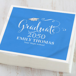 Abschluss Elegant Minimalistisch Mortarboard Blau Serviette