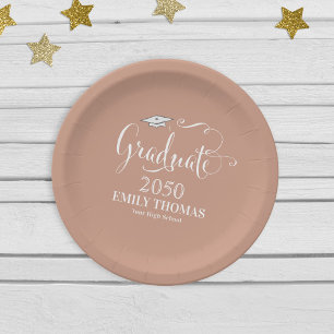 Abschluss Elegant Moderne Kalligrafie Script Tan Pappteller