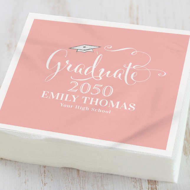 Abschluss Elegante Minimalistisch Mortarboard Peac Serviette (Von Creator hochgeladen)
