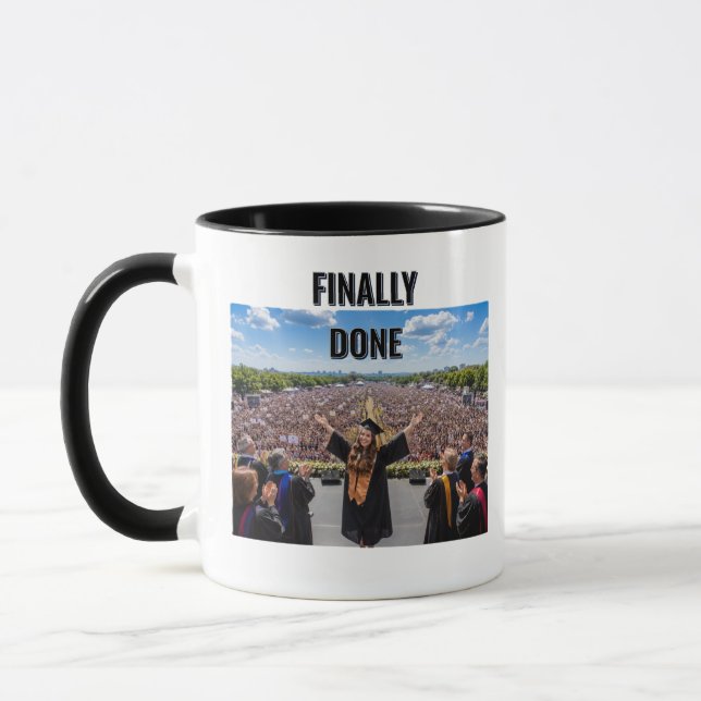 Abschluss endlich geschafft Becher | Lustige Absch Tasse (Links)