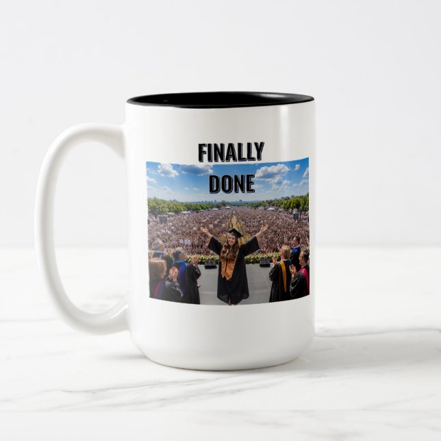 Abschluss endlich geschafft Tasse | Lustige Abschl (Links)
