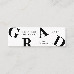 Abschluss fett gedruckte Buchstaben Schulfarben Na Mini Visitenkarte