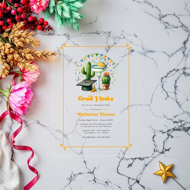 Abschluss Fiesta Party Acryleinladungen (Graduation Fiesta Party Acrylic Invitations)