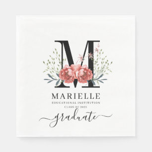 Abschluss Floral Monogram Logo Party Paper Serviette