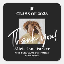Abschluss Foto Absolvent Klasse der Dankeschön Quadratischer Aufkleber