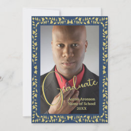 Abschluss Foto Ankündigung Blue and Gold Ivy