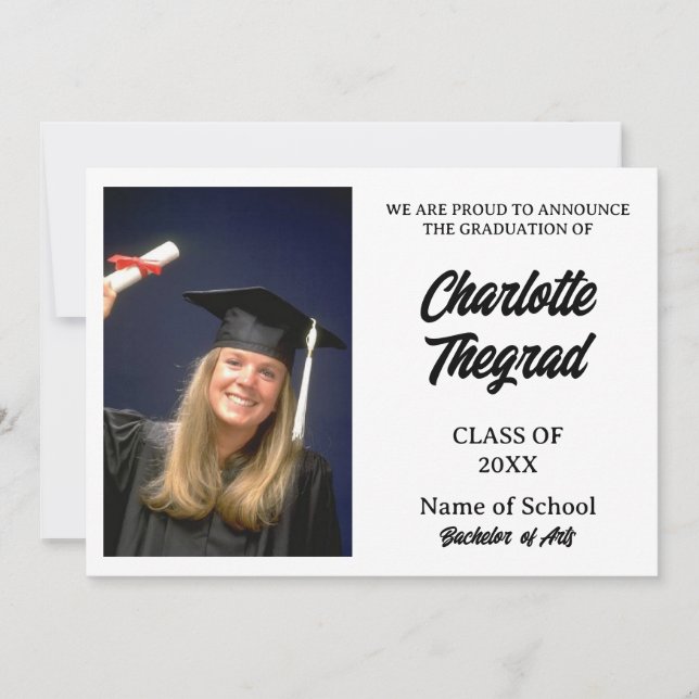 Abschluss Foto Ankündigung Schwarz-Weiß (Vorderseite)