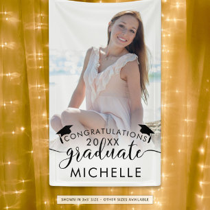 Abschluss Foto Banner Elegante Script-Glückwunsch
