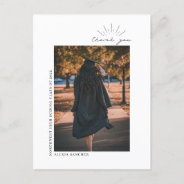 Abschluss Foto Black & White Line Art Vielen Dank Postkarte